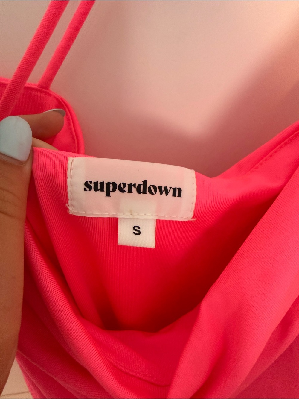 superdown Neon Pink Cowl Slip Dress